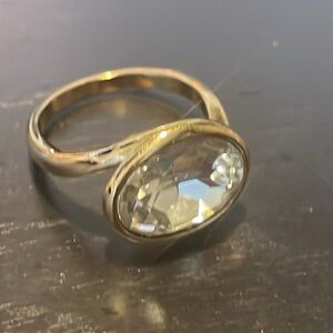 NWT Premier Designs Large Oval CZ Ring Gold Setting